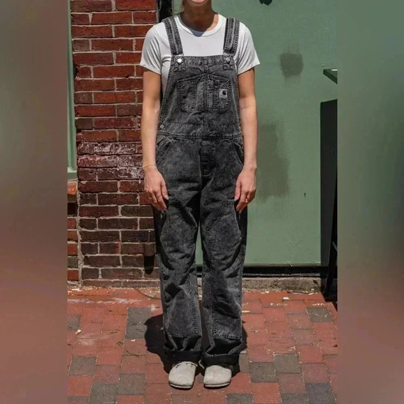 Carhartt Work In Progress acid Black Bib Double Knee Overalls large - Picture 3 of 16